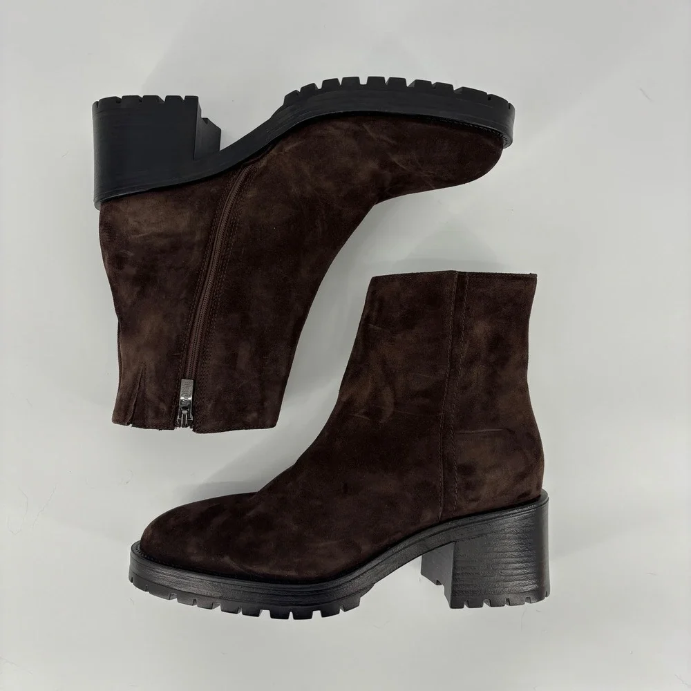 La Canadienne Weave City Dry Waterproof Suede Boots Brunette Brown Women Size 11